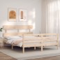 vidaXL Estructura de cama de matrimonio con cabecero madera maciza vidaXL Estructura de cama de matrimonio con cabecero madera maciza