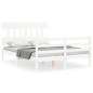 vidaXL Estructura cama de matrimonio con cabecero madera maciza blanco vidaXL Estructura cama de matrimonio con cabecero madera maciza blanco