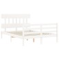 vidaXL Estructura cama de matrimonio con cabecero madera maciza blanco vidaXL Estructura cama de matrimonio con cabecero madera maciza blanco