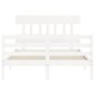 vidaXL Estructura cama de matrimonio con cabecero madera maciza blanco vidaXL Estructura cama de matrimonio con cabecero madera maciza blanco