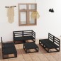 vidaXL Juego de muebles de jardín 7 piezas negro madera maciza de pino vidaXL Juego de muebles de jardín 7 piezas negro madera maciza de pino
