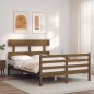 vidaXL Estructura cama y cabecero madera maciza marrón miel 140x200 cm
