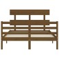 vidaXL Estructura cama y cabecero madera maciza marrón miel 140x200 cm