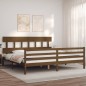 vidaXL Estructura cama y cabecero madera maciza marrón miel 200x200 cm vidaXL Estructura cama y cabecero madera maciza marrón miel 200x200 cm