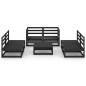 vidaXL Juego de muebles de jardín 7 piezas negro madera maciza de pino vidaXL Juego de muebles de jardín 7 piezas negro madera maciza de pino