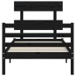 vidaXL Estructura de cama con cabecero madera maciza negro 90x200 cm