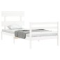 vidaXL Estructura de cama con cabecero madera maciza blanco 100x200 cm vidaXL Estructura de cama con cabecero madera maciza blanco 100x200 cm