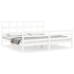 vidaXL Estructura de cama con cabecero madera maciza blanco 200x200 cm