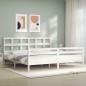 vidaXL Estructura de cama con cabecero madera maciza blanco 200x200 cm vidaXL Estructura de cama con cabecero madera maciza blanco 200x200 cm