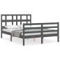vidaXL Estructura de cama con cabecero madera maciza gris 140x200 cm vidaXL Estructura de cama con cabecero madera maciza gris 140x200 cm