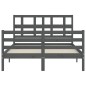 vidaXL Estructura de cama con cabecero madera maciza gris 140x200 cm vidaXL Estructura de cama con cabecero madera maciza gris 140x200 cm