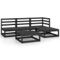 vidaXL Juego de muebles de jardín 5 piezas negro madera maciza de pino