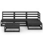 vidaXL Juego de muebles de jardín 5 piezas negro madera maciza de pino