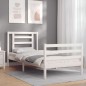 vidaXL Estructura de cama con cabecero madera maciza blanco 90x200 cm vidaXL Estructura de cama con cabecero madera maciza blanco 90x200 cm