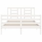 vidaXL Estructura cama de matrimonio con cabecero madera maciza blanco