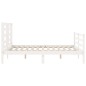 vidaXL Estructura cama de matrimonio con cabecero madera maciza blanco