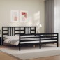 vidaXL Estructura de cama con cabecero madera maciza negro 200x200 cm vidaXL Estructura de cama con cabecero madera maciza negro 200x200 cm