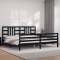vidaXL Estructura de cama con cabecero madera maciza negro 200x200 cm vidaXL Estructura de cama con cabecero madera maciza negro 200x200 cm