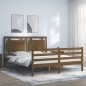 vidaXL Estructura de cama matrimonio con cabecero madera marrón miel