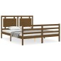 vidaXL Estructura de cama matrimonio con cabecero madera marrón miel