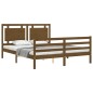 vidaXL Estructura de cama matrimonio con cabecero madera marrón miel