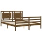 vidaXL Estructura de cama matrimonio con cabecero madera marrón miel