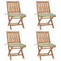 vidaXL Sillas de jardín plegables 4 uds madera maciza teca con cojines vidaXL Sillas de jardín plegables 4 uds madera maciza teca con cojines