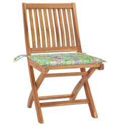 vidaXL Sillas de jardín plegables 4 uds madera maciza teca con cojines