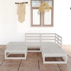 vidaXL Set de muebles de jardín 6 piezas blanco madera maciza de pino