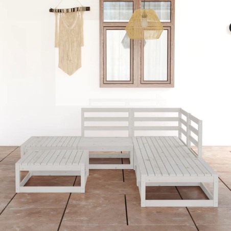 vidaXL Set de muebles de jardín 6 piezas blanco madera maciza de pino