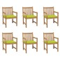 vidaXL Sillas de jardín 6 uds madera maciza teca cojines verde brillo vidaXL Sillas de jardín 6 uds madera maciza teca cojines verde brillo