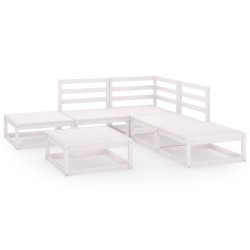 vidaXL Set de muebles de jardín 6 piezas blanco madera maciza de pino