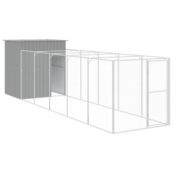 vidaXL Caseta perros corral acero galvanizado gris claro 165x659x181cm