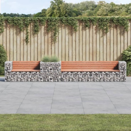 vidaXL Banco de jardín con cesta de gaviones madera abeto Douglas