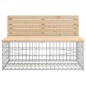 vidaXL Banco jardín diseño gaviones madera maciza pino 347x71x65,5 cm vidaXL Banco jardín diseño gaviones madera maciza pino 347x71x65,5 cm