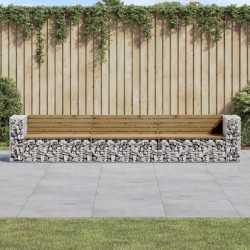 vidaXL Banco jardín con gaviones madera pino impregnada 347x71x65,5 cm
