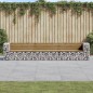 vidaXL Banco jardín con gaviones madera pino impregnada 347x71x65,5 cm