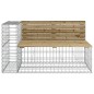 vidaXL Banco jardín con gaviones madera pino impregnada 347x71x65,5 cm
