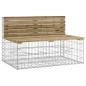 vidaXL Banco jardín con gaviones madera pino impregnada 347x71x65,5 cm