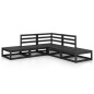 vidaXL Juego de muebles de jardín 5 piezas negro madera maciza de pino