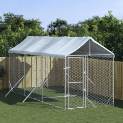 vidaXL Perrera de exterior con toldo acero galvanizado plata 2x6x2,5 m