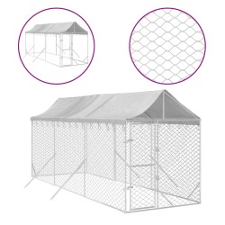 vidaXL Perrera de exterior con toldo acero galvanizado plata 2x6x2,5 m