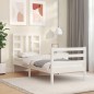 vidaXL Estructura de cama individual con cabecero madera maciza blanco vidaXL Estructura de cama individual con cabecero madera maciza blanco