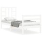 vidaXL Estructura de cama individual con cabecero madera maciza blanco vidaXL Estructura de cama individual con cabecero madera maciza blanco