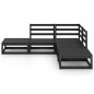vidaXL Juego de muebles de jardín 5 piezas negro madera maciza de pino