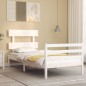 vidaXL Estructura de cama con cabecero madera maciza blanco 90x200 cm vidaXL Estructura de cama con cabecero madera maciza blanco 90x200 cm