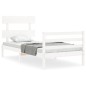 vidaXL Estructura de cama con cabecero madera maciza blanco 90x200 cm vidaXL Estructura de cama con cabecero madera maciza blanco 90x200 cm