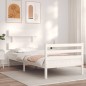 vidaXL Estructura de cama con cabecero madera maciza blanco 90x200 cm vidaXL Estructura de cama con cabecero madera maciza blanco 90x200 cm