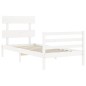 vidaXL Estructura de cama con cabecero madera maciza blanco 90x200 cm vidaXL Estructura de cama con cabecero madera maciza blanco 90x200 cm