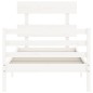 vidaXL Estructura de cama con cabecero madera maciza blanco 90x200 cm vidaXL Estructura de cama con cabecero madera maciza blanco 90x200 cm